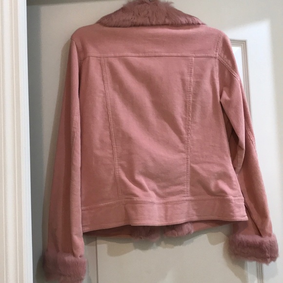 Arden B pink fur jean jacket L - Picture 4 of 8